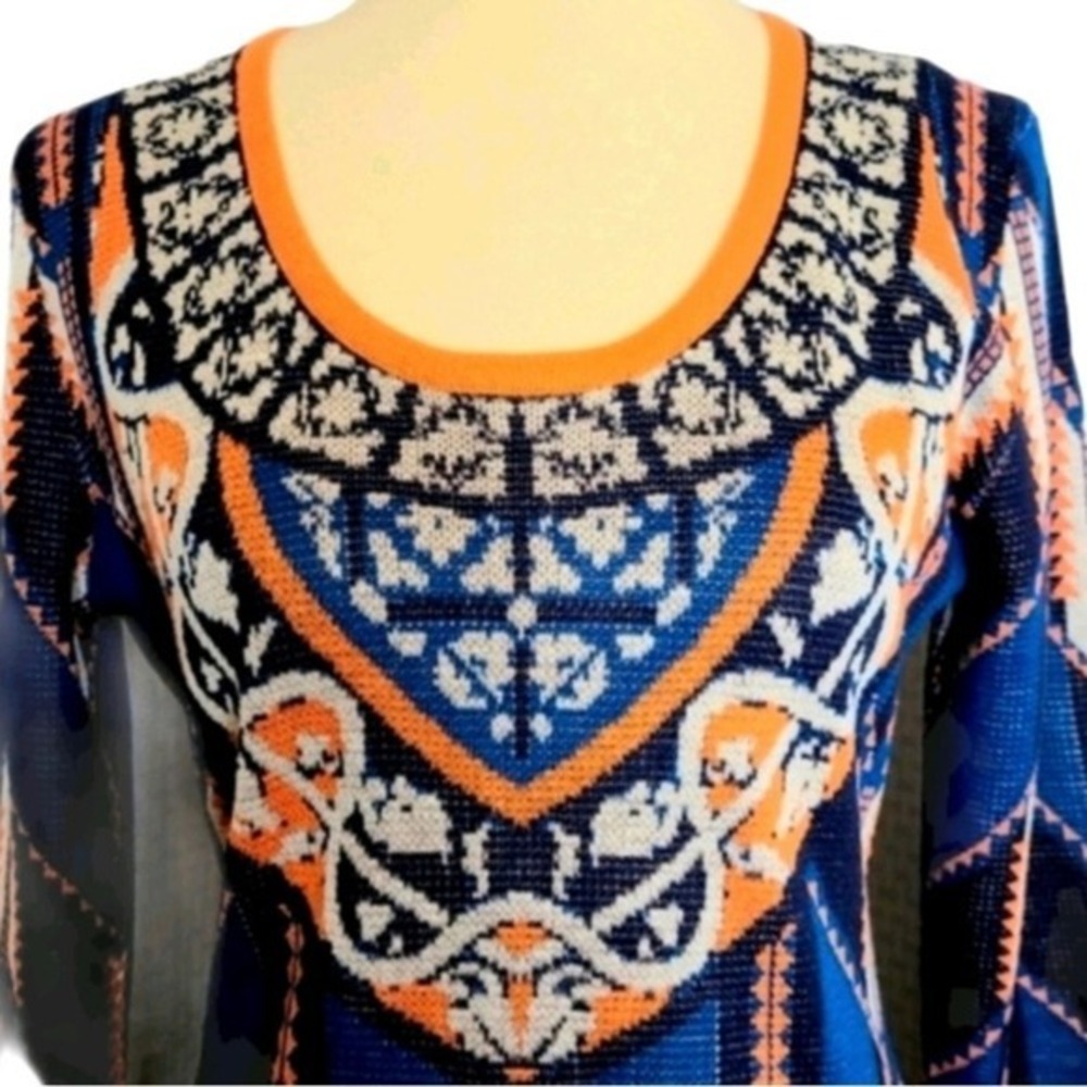 FLYING TOMATO! Colorful sweater dress. Southwestern pattern. 3/4 sleeves…‎